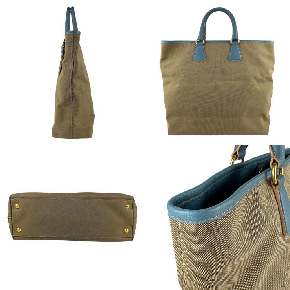 PRADA Shoulder Bag Handbag Canvas Leather Blue Green x Brown Women's BN2354 z... - Picture 2 of 5